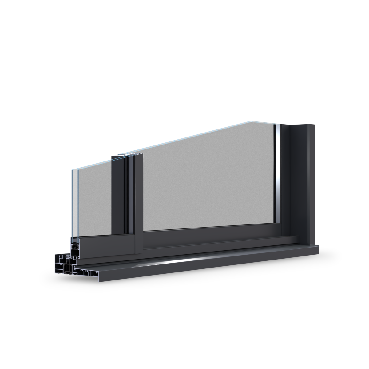 Coupe technique fenêtre et porte-fenêtre coulissant aluminium