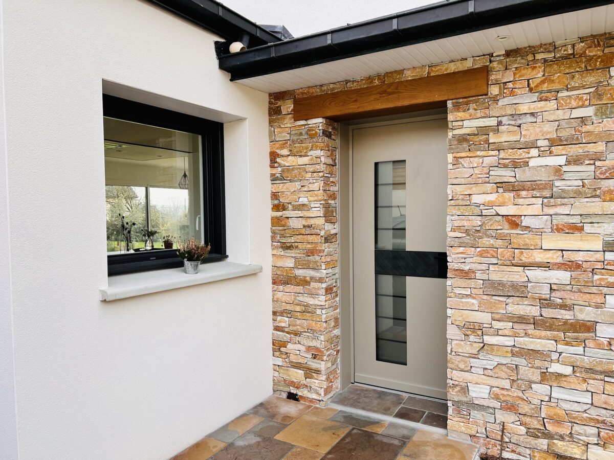 Porte d'entrée ALU Monobloc Samouraï Gris bistre sablé 2800